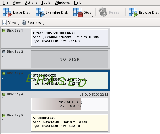 How to erase disks using Graphical User interface
